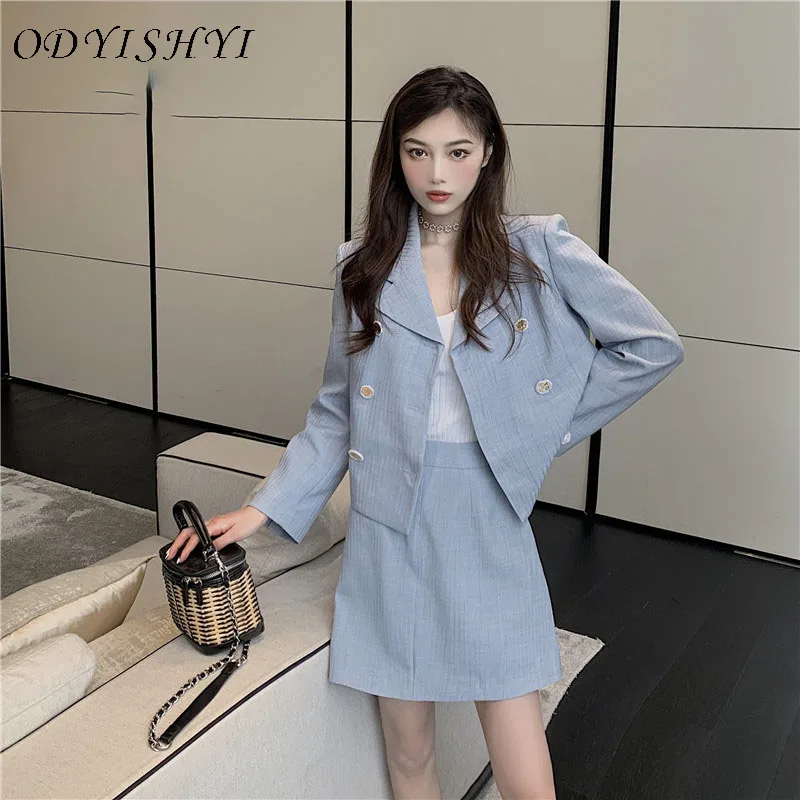 

Women Solid Color Loose Elegant Brand Slim New Suit Female High Street Mini Skirt Ladies Designed Fashion Casual Skirt Set ML279