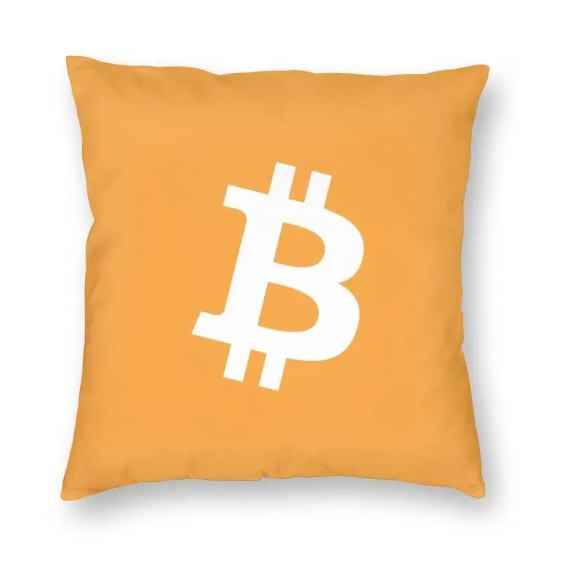 

Bitcoin Cushion Cover 40x40 Decoration 3D Print BTC Cryptocurrency Throw Pillow for Living Room Double Side