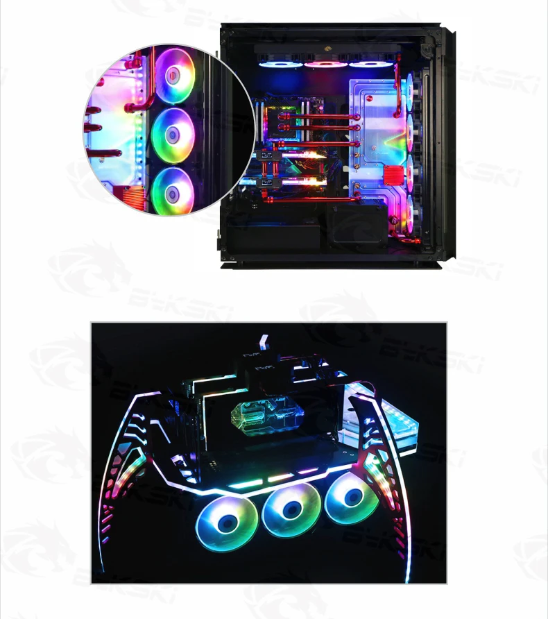 Bykski симфония полосы пропускания вентилятор Красочные RGB Halo на высоком каблуке 12 см с антибликовым покрытием с бесшумным вентилятором материнская плата синхронизации ауры 5V B-RBW-FN-V2