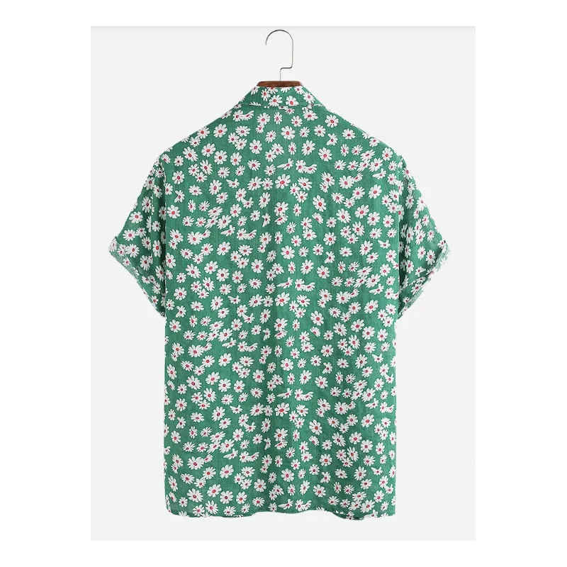 

Men Shirts 2020 Fashion Summer Hawaiian Floral Print Turn-Down Collar Short Sleeve Little Daisy Printed Shirt