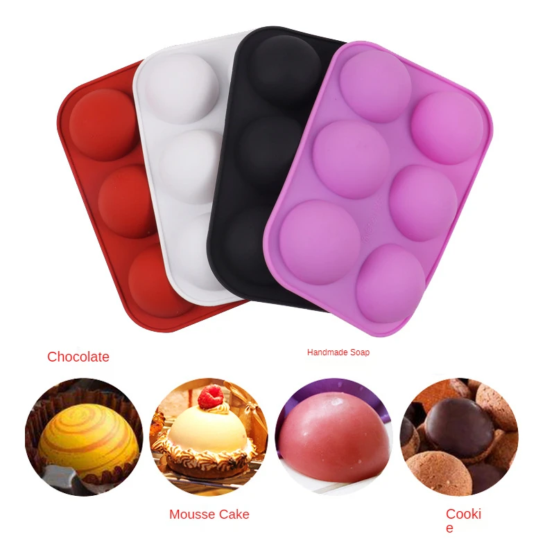 

6 Semicircle Cheese Mousse Silicone Cake Decorating Mold For Baking Mould Dessert Mousse Pastry Pan Bakewar Tools Kitchen Tools
