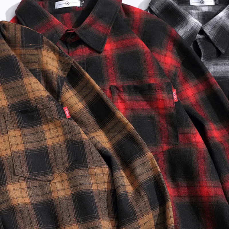 Liketkit мужские Новые повседневные рубашки 2019 клетчатые с длинным рукавом Harajuku