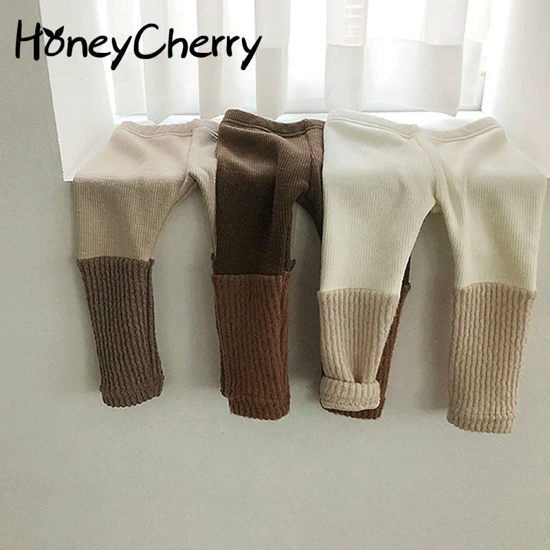 Зимние детские штаны для девочек детские плюшевые леггинсы из искусственной кожи для мальчиков и модная одежда для девочек, комбинированное, теплые штаны, леггинсы для маленьких девочек