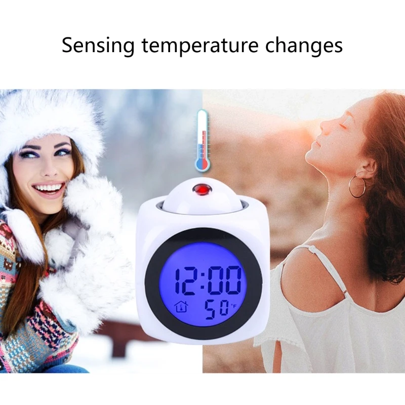 Alarm Clock Projector Wake Up Easy Snooze Thermometer ℃/℉ Ceiling Projection 12/24 Hours Kids Bedroom | Дом и сад