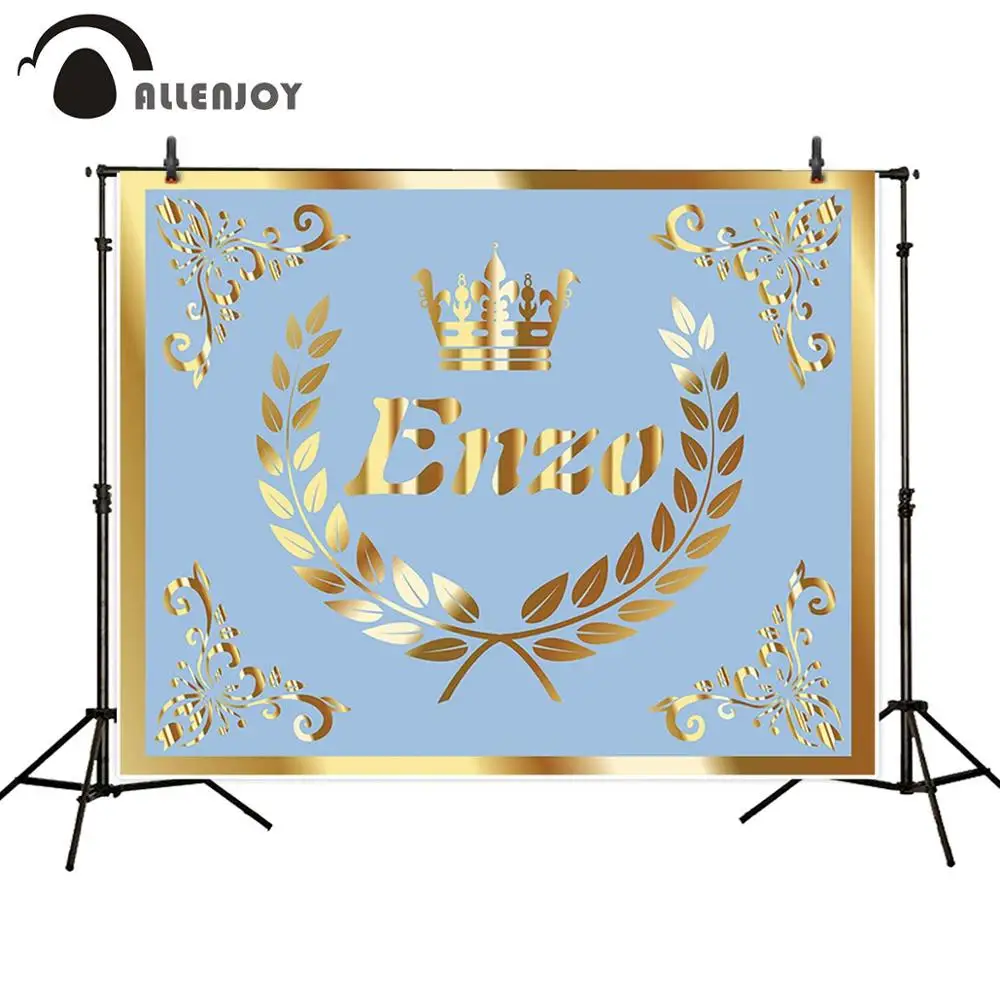 Allenjoy Фотофон с синим дном фон золотой короной и оливковой веткой задний в