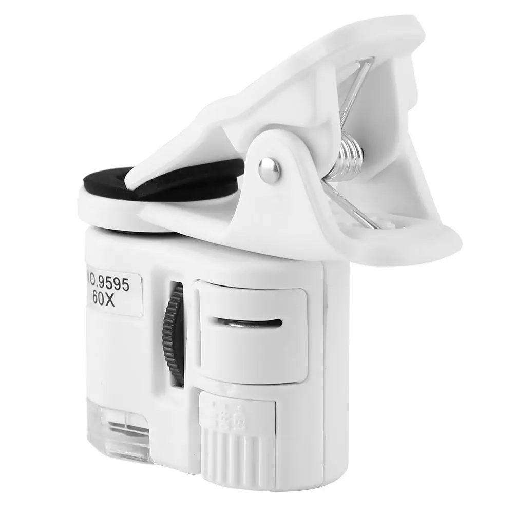Универсальное увеличительное стекло 60X со светодиодной УФ-лампой мини-микроскоп
