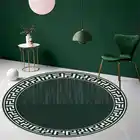 Черный геометрический круглый ковер Liivng для комнаты, роскошный комнатный декор, напольный коврик для спальни, большой прикроватный коврик, коврик для стула, фланелевый ковер для журнального столика