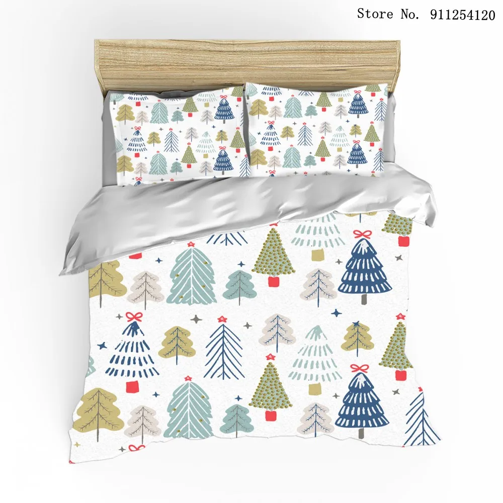 Рождественские постельные принадлежности с принтами деревьев наборы 2/3 шт.