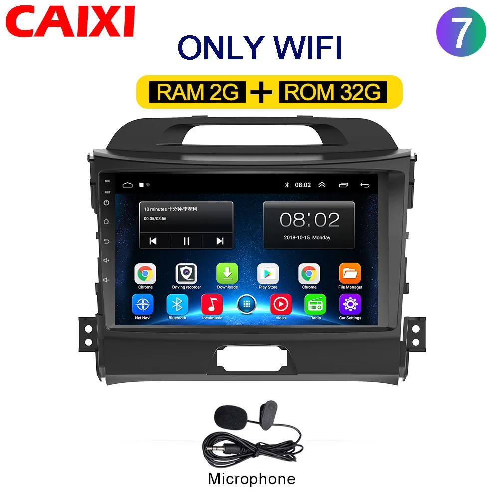 Cx-SP-32G-MIC CaiXi автомобильный Радио мультимедийный dvd-плеер GpS навигация для KIA Sportage 2011 2012 2013 автомобильный Android 8,1 2din видео плеер - Цвет: Cx-SP-32G-MIC