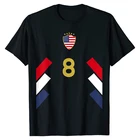 2021 Мужская хлопковая футболка, Летняя распродажа, США, футбол, Джерси, флаг США, футбольный номер 8, Повседневная футболка с принтом, высокое качество, футболка оверсайз