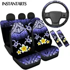 Чехлы на сиденья автомобиля INSTANTARTS, полинезийские племенные черепахи, принт плюмерии, Модный чехол на руль и ремень