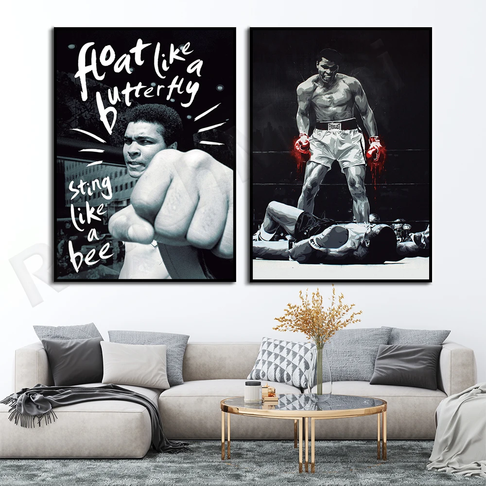 

Muhammad Ali poster. Floating like a butterfly stings like a bee. Boxing wall art, retro boxing poster, quote print motivational