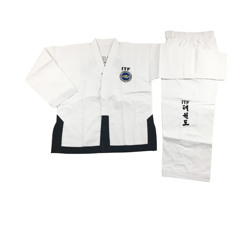 Стандартная Униформа ITF Taekwondo Dobok для мастер ассистента изысканная вышивка костюм