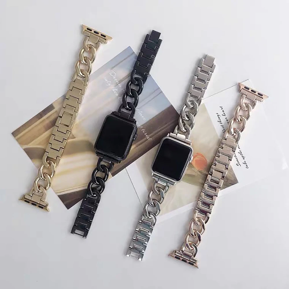 

Apple popular fashion strap se 654 3 21 42mm 38mm 40 mm 44 mM metal stainless steel strap Iwatch series accessories strap