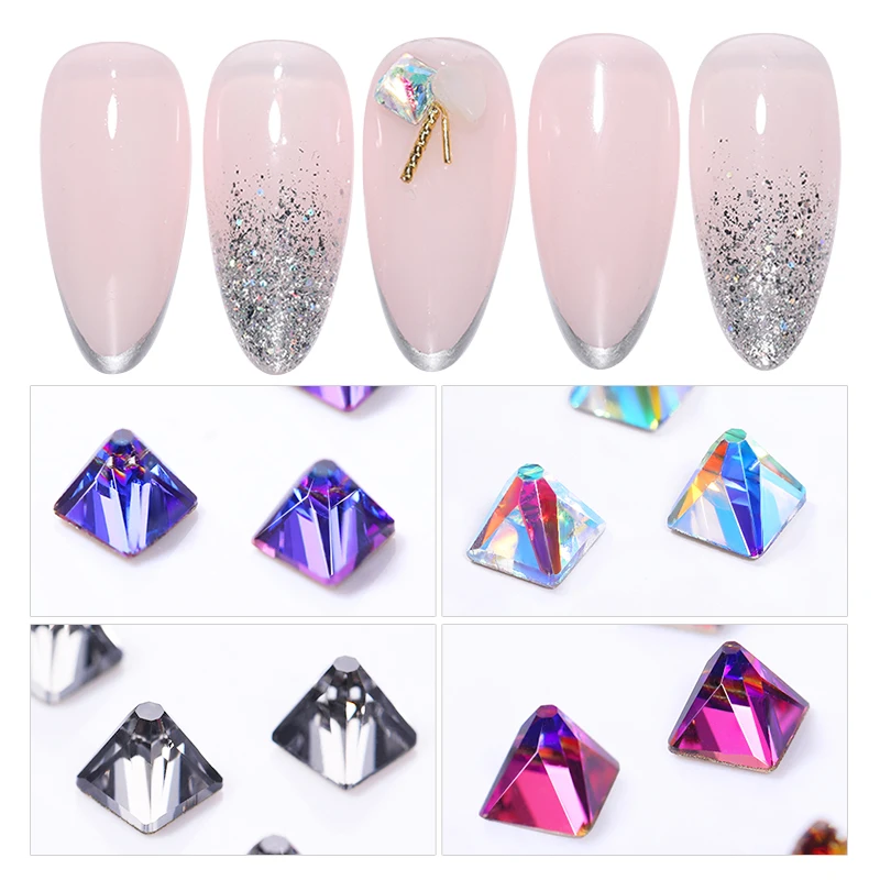 5 шт./пакет 3d-стразы для ногтей разноцветные многогранные острые нижние блестящие
