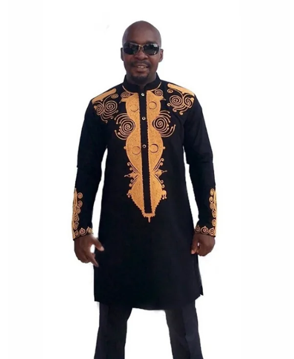 

Mens African Dashiki Print Longline Shirt 2020 Brand Slim Fit Mandarin Collar Dress Shirts Men Long Sleeve Black African Clothes