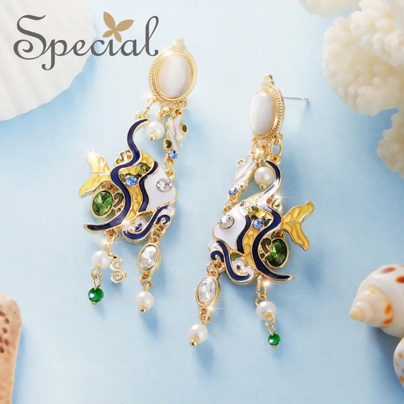 Специальные брендовые эмалевые серьги "Большой капля Длинные Винтажные украшения" подарки для женщин S1806E on.