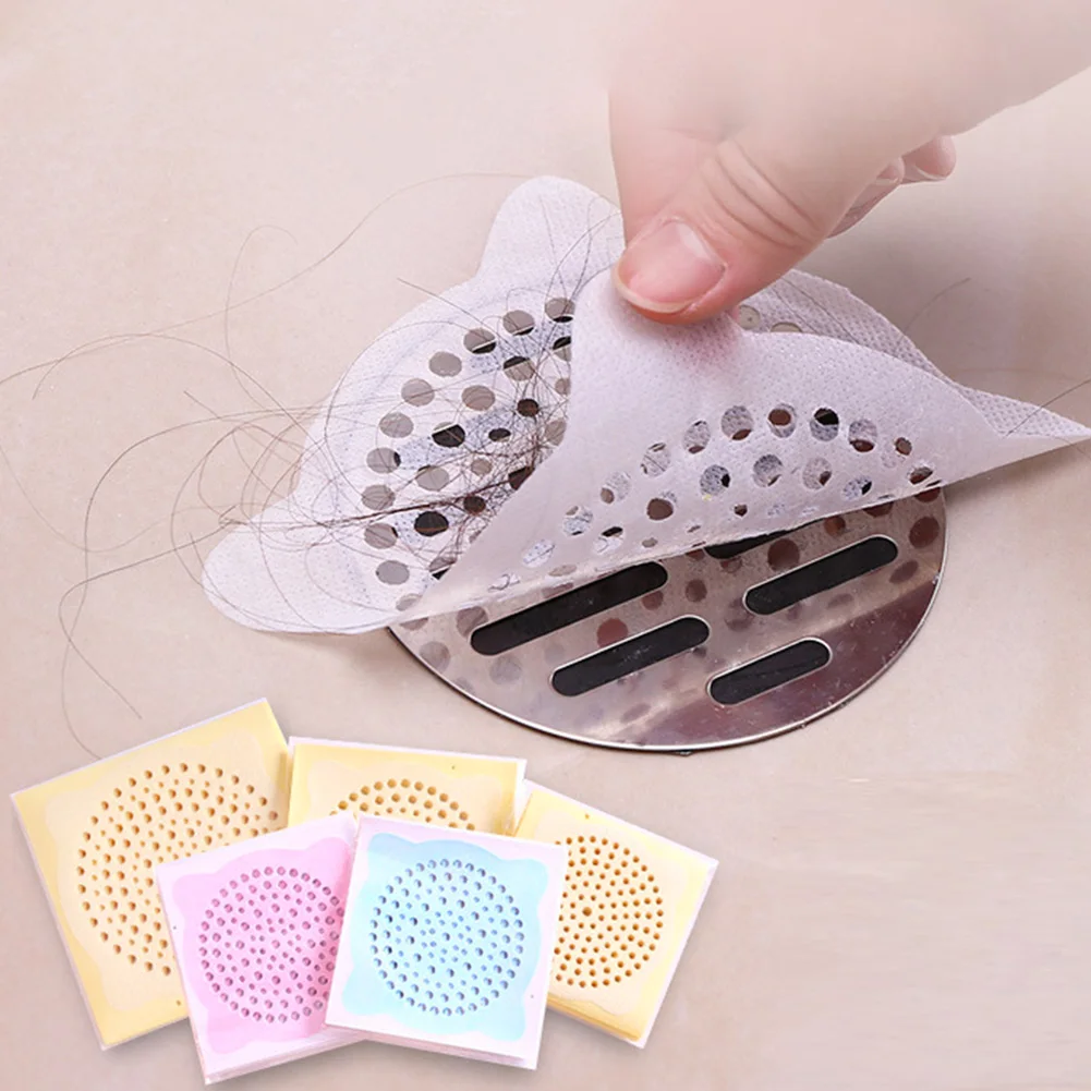 

10pcs Disposable Bathroom Sewer Outfall Sink Drain Hair Strainer Stopper Filter Sticker Kitchen Supplies Anti-Blocking Strainer