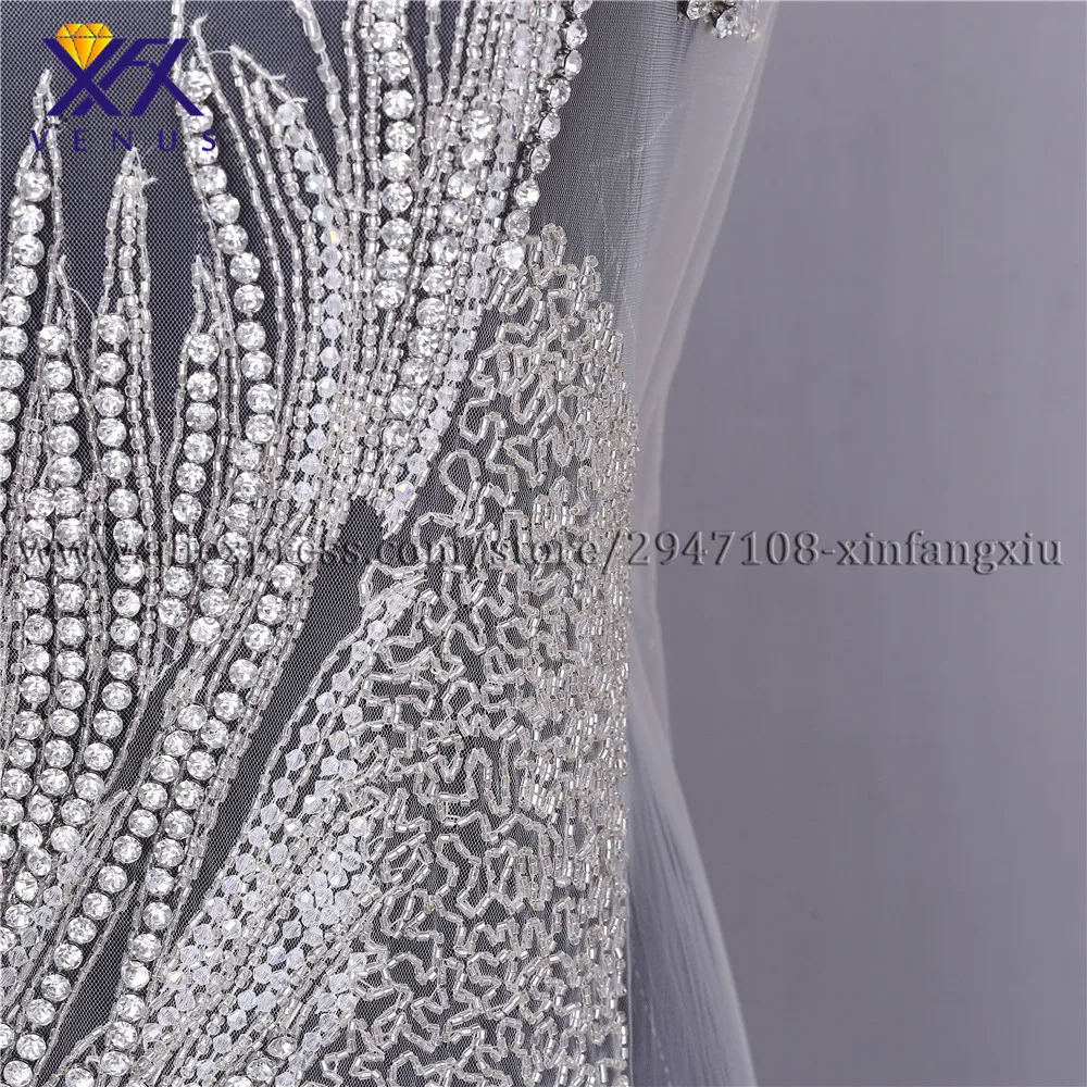 Длинное платье для Стразы XFXvenus с аппликацией украшенной бисером аппликация лифа