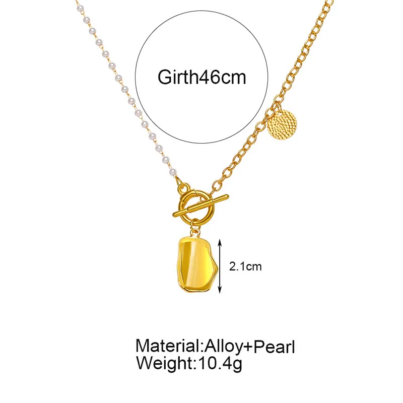 Золотистый чокер KOtik в стиле панк с жемчужными бусинами цепочка геометрическим