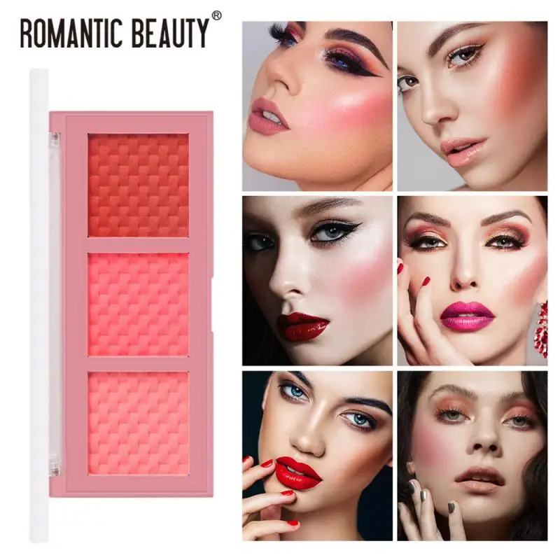 

1 Pc 3 Colors Make-up Blush Portable Rouge Repairing Blush Palette Long Lasting Not Easy To Fly Powder Face Cosmetic TSLM1