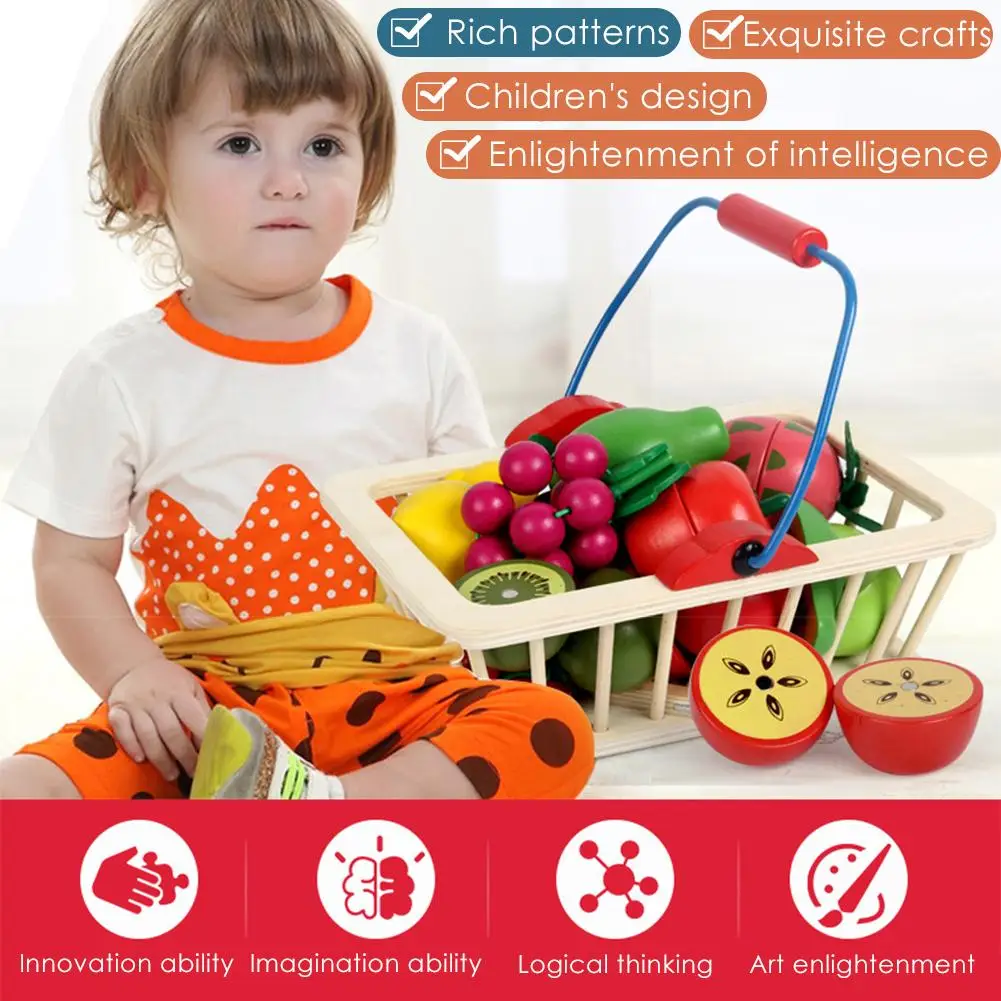 Набор из 14 предметов детский набор для резки фруктов деревянный Игровой