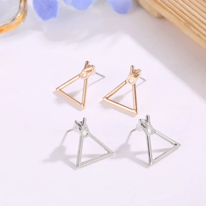Punk Fashion New Earrings Personality Simple Creative Geometric Hollow Triangle Box Wild Women's Earring Jewelry | Украшения и