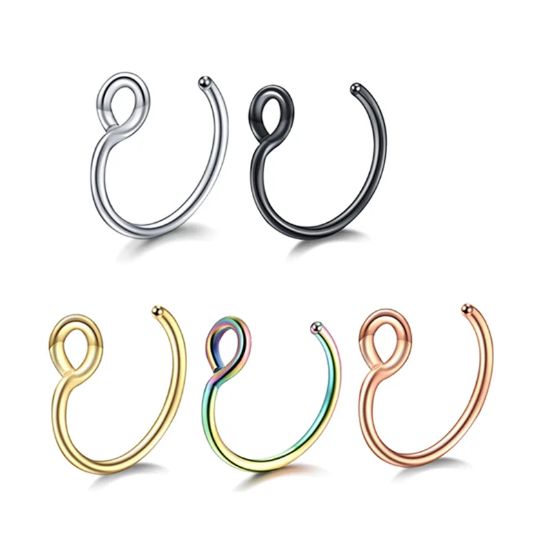 5 шт./лот цветов смешанные Поддельные кольца для носа клипса кольцо искусственный
