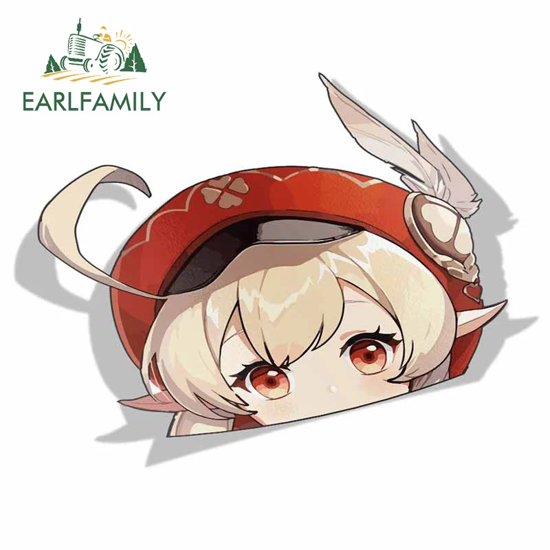 

EARLFAMILY 13cm x 9.7cm Car Sticker for Genshin Impact Klee Peeker Peek Anime Vinyl Stickers JDM Window Trunk Bumper Car Styling