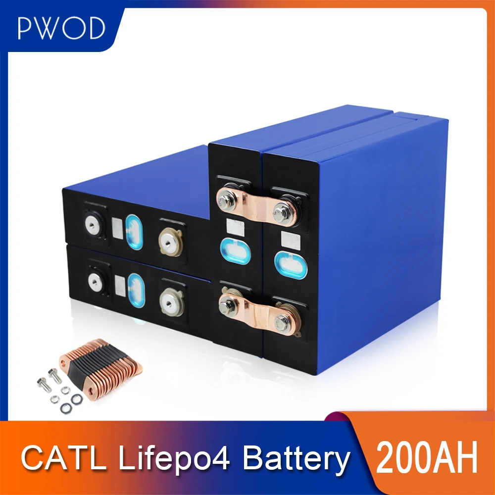 

4-16PCS PWOD 3.2V 200AH LiFepo4 battery 12V 24V RV Lithium Iron Phosphate Battery Pack For Wind Energy Storage EU US Tax Free