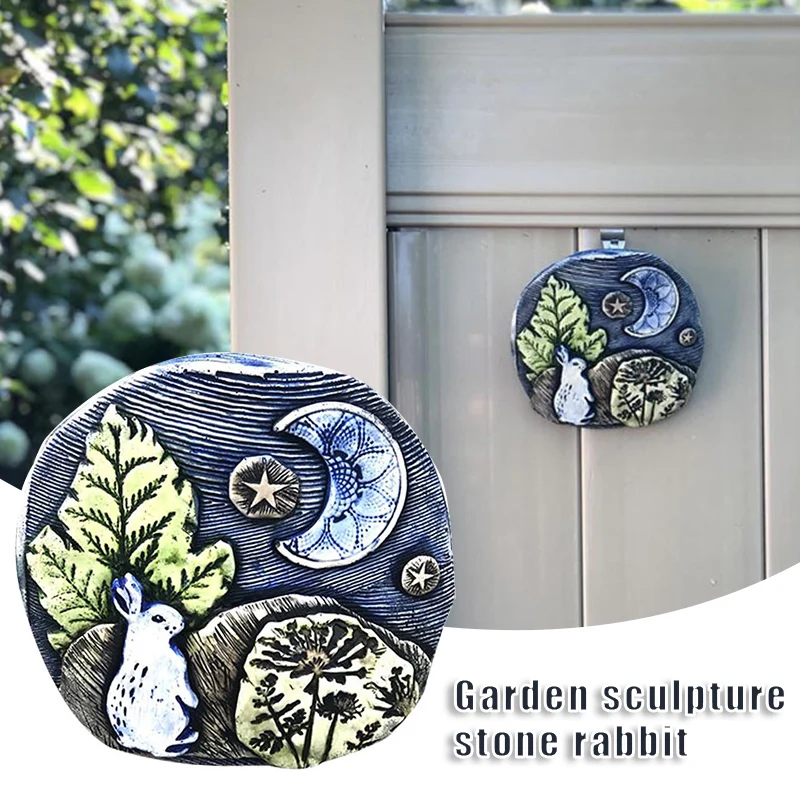 

Изысканное украшение для дома, поделки, кролик, луна, украшения для сада, скульптура, камень, кролик, сад, искусство, подарок для любителей кр...