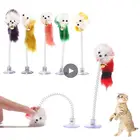 1комплект из 3 предметов на весну игрушка для домашнего животного на резинке с колокол Весна Цвет мышь перо нижнее присоски кошка игрушка продукт Кот аксессуары для украшения