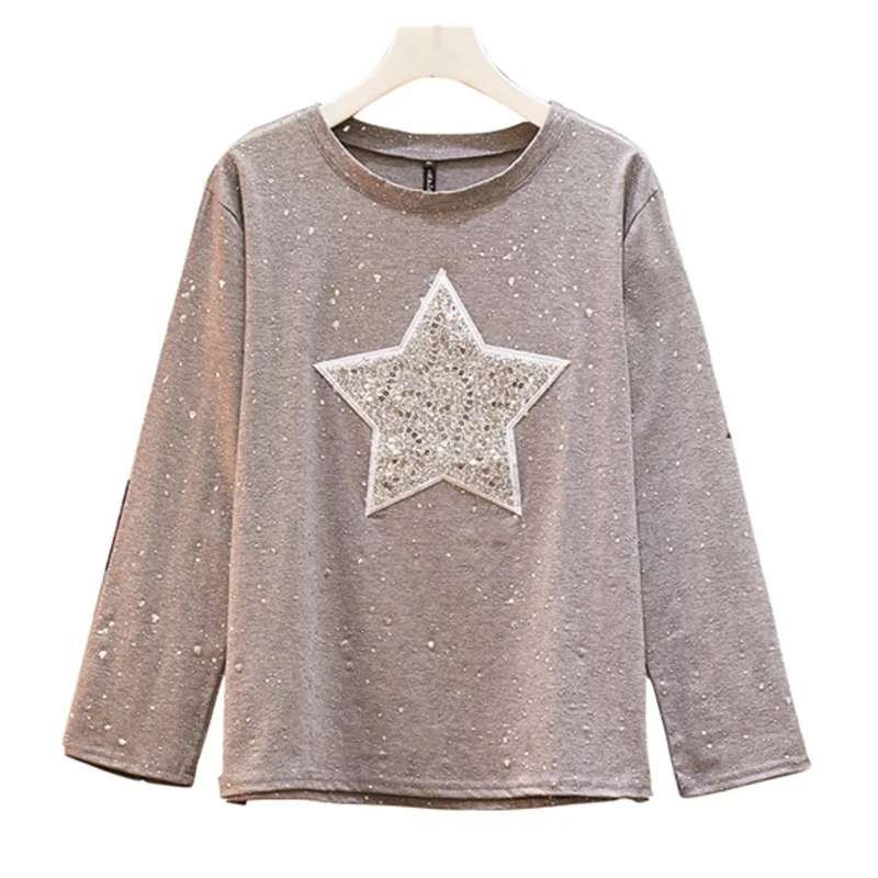 Trytree 2019 осенние женские топы с блестящими блестками и рисунком звезды