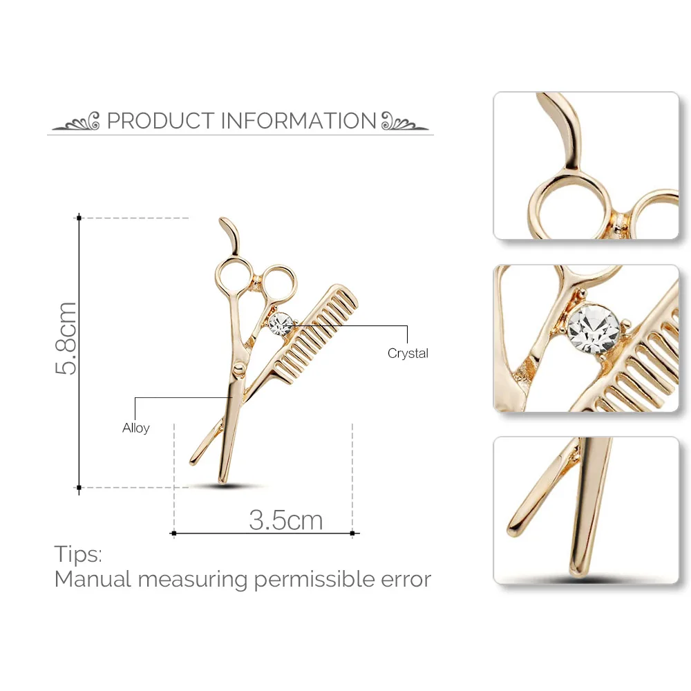 Модная новинка расческа ножницы уникальная брошь для шляпы платья зажимы