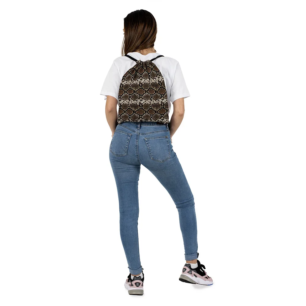 Рюкзак женский мужской Повседневный с принтом змеиной кожи|Мешки кулиской| |