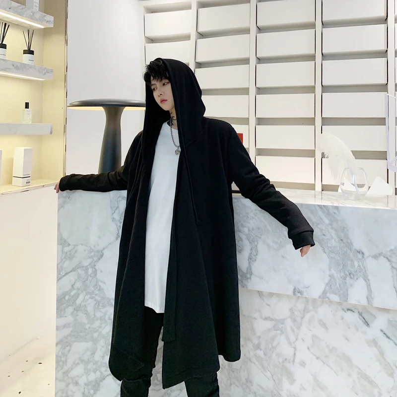 Модная Корейская мужская куртка с капюшоном кардиган длинными рукавами