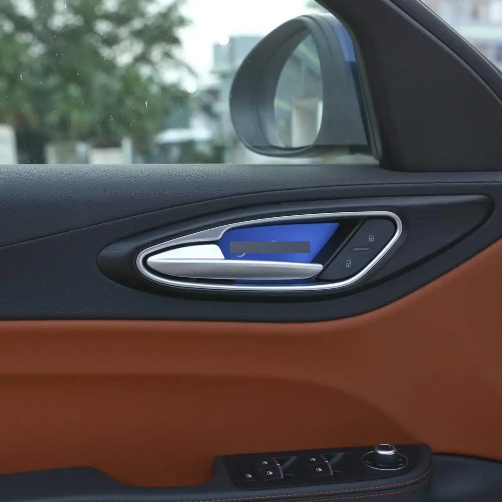 

Aluminum Alloy Interior Door Bowl Patch Trim 4pcs For Alfa Romeo Giulia Stelvio 2017 (Blue)