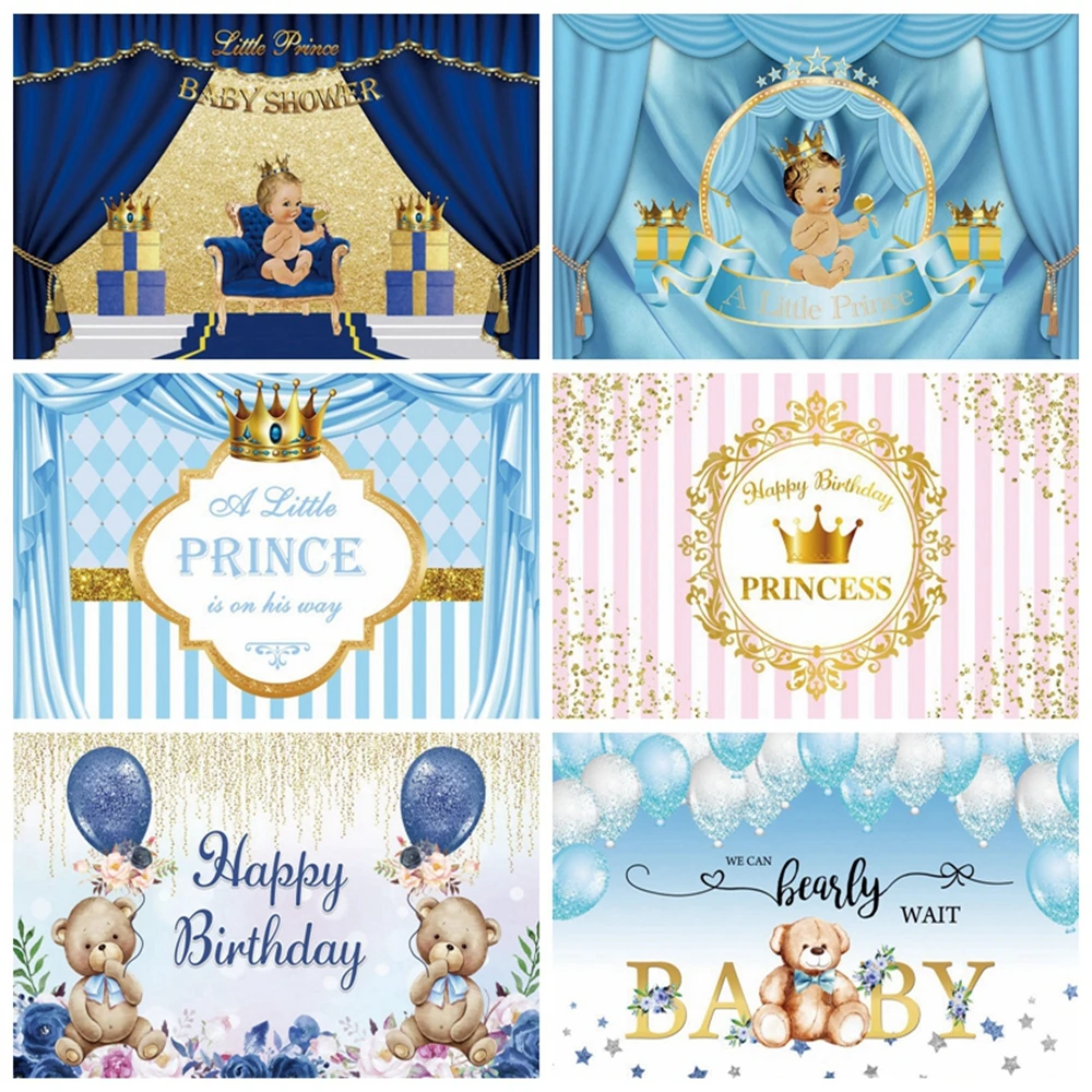 

Yeele Pink Blue Golden Curtain Newborn Baby Shower Boy Girl Princess Birthday Backdrop Custom Photography Background Photophone