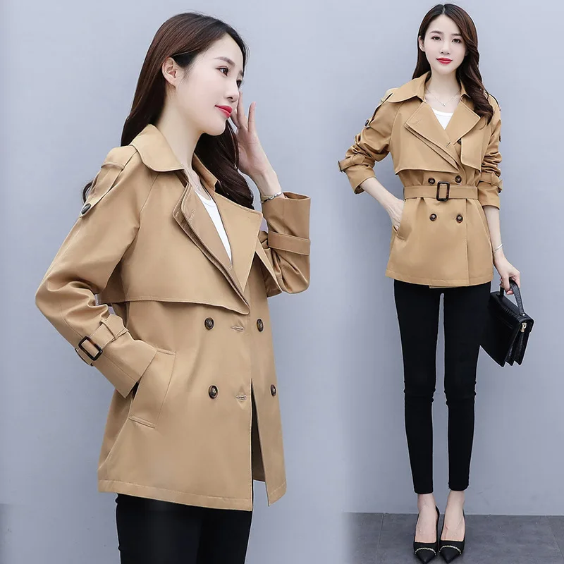 

Тренчкот женский длинный темпераментный приталенный популярный двубортный тренчкот цвета хаки