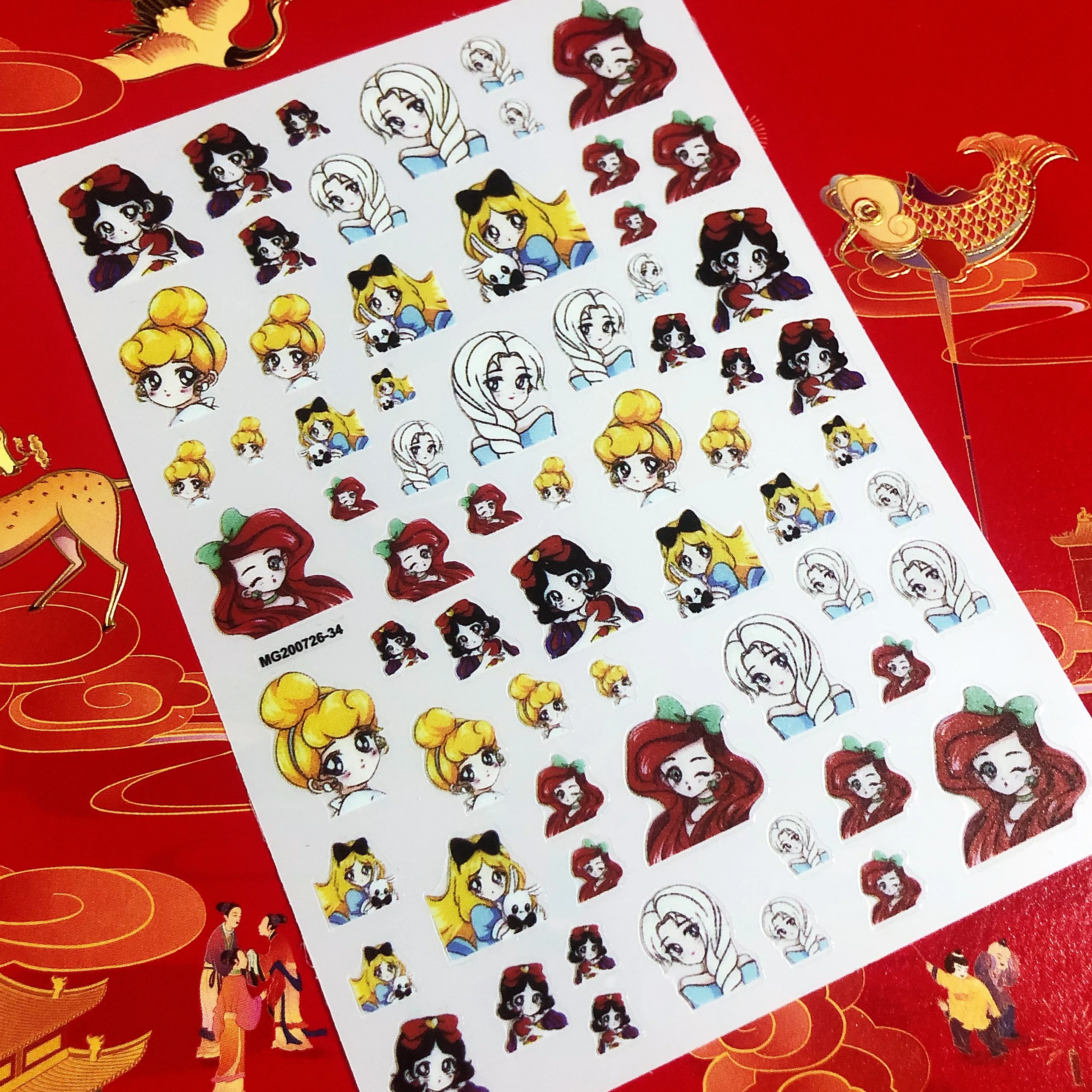 

Newest Beauty cartoon girl 3d Nail art sticker Nail decal stamping export japan designs rhinestones decorations MG20