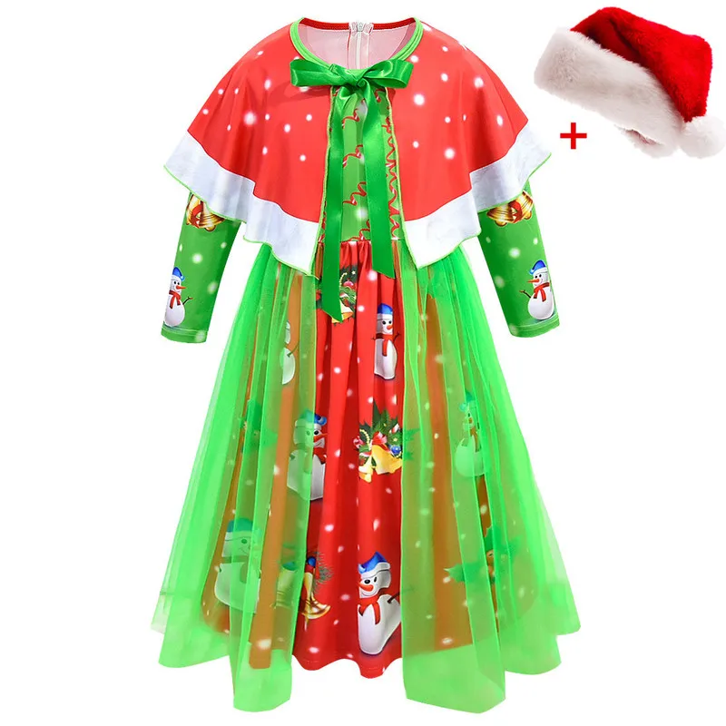 Новый Рождественский костюм зеленого эльфа для девочек Праздничный Санта Клауса