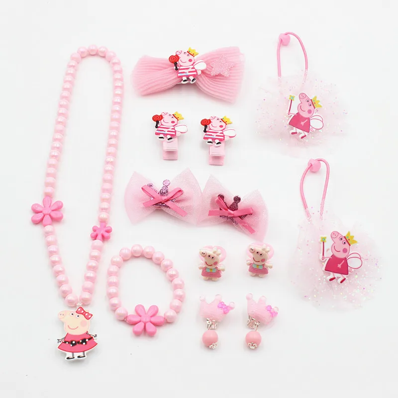 Hello kitty Аксессуары для волос Набор заколки для волос эластичные ленты для волос Детские Девочки ожерелья, браслеты, ювелирные изделия подарки на Рождество и день рождения