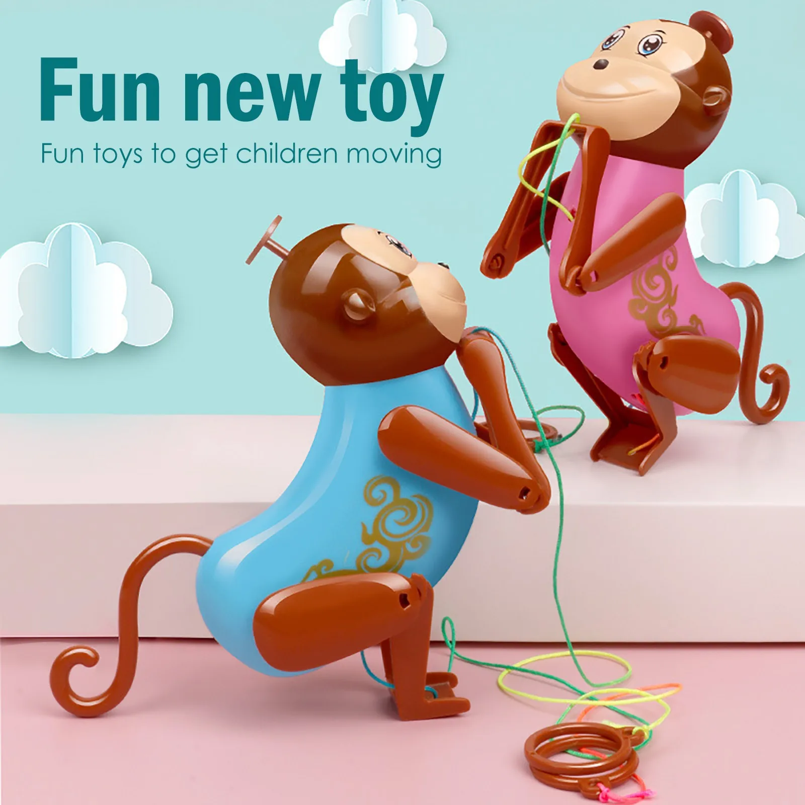 

Children Toys Montessori Pull String Monkey Toy Fun Pull String Toy With Sound Pull String Climbing Rope Toys Educational Toys