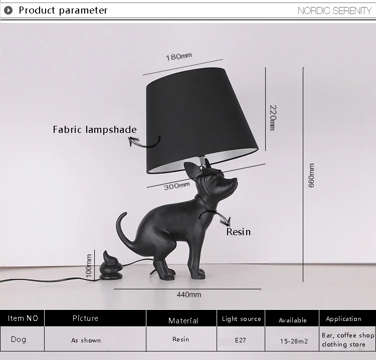 Postmodern minimalist Black Dog LED table Desk Lamp light Fixture Bedroom Ac90-260v resin standing reading lamp home Lighting
