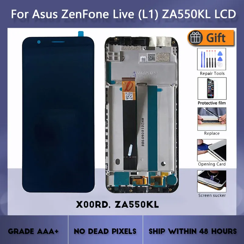 

5.5 inches for ZenFone Live L1 ZA550KL X00RD LCD display, touch screen digitizer assembly, with frame replacement + free tool