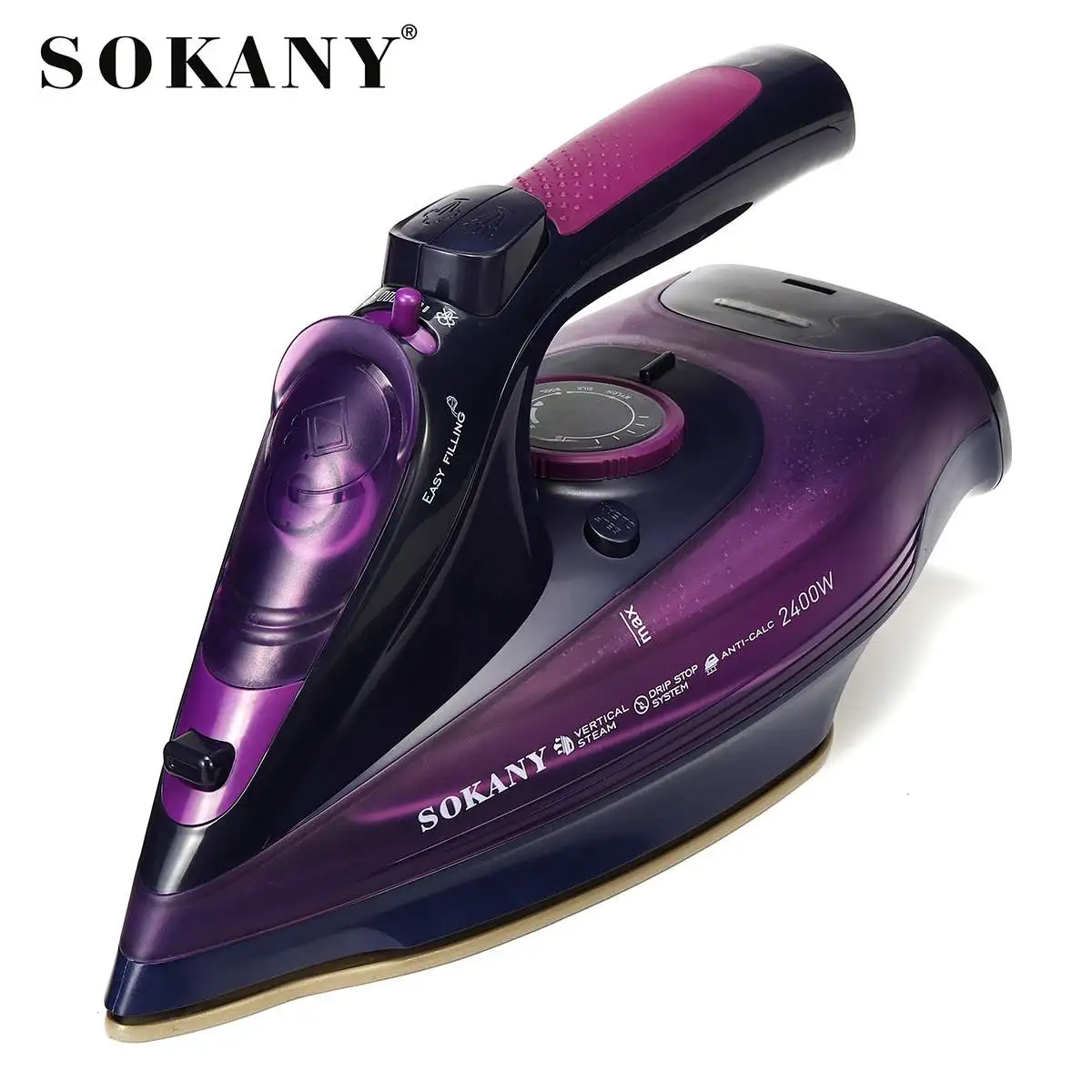 

2400W Cordless Electric Steam Iron 5 Speed Adjustable Clothes Ironing Steamer Ceramic Soleplate Household Garment Steam Iron