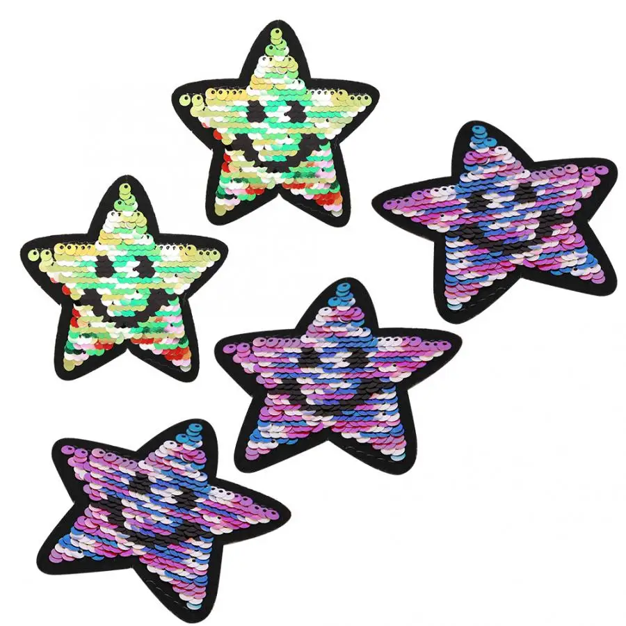 Горячая продажа 5 шт DIY расшитые блестками Звездные узоры со смайликом вышитые