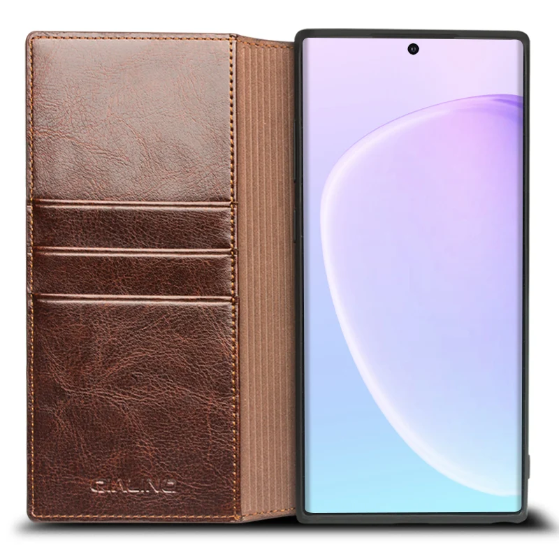 100% чехол из натуральной кожи для samsung Galaxy Note 10 Plus 5G воловья кожа флип кожаный |