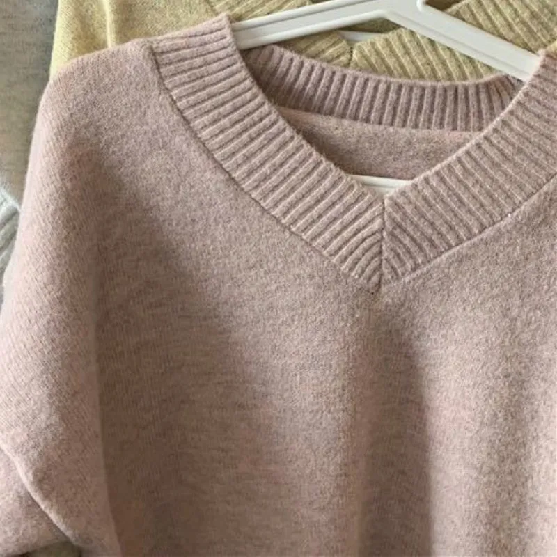 Pullovers Women Daily BF Female Sweater V-Neck Sweet Classic Pure Simple Basic Ulzzang College Knitted Long Sleeve Soft Hot Sale | Женская