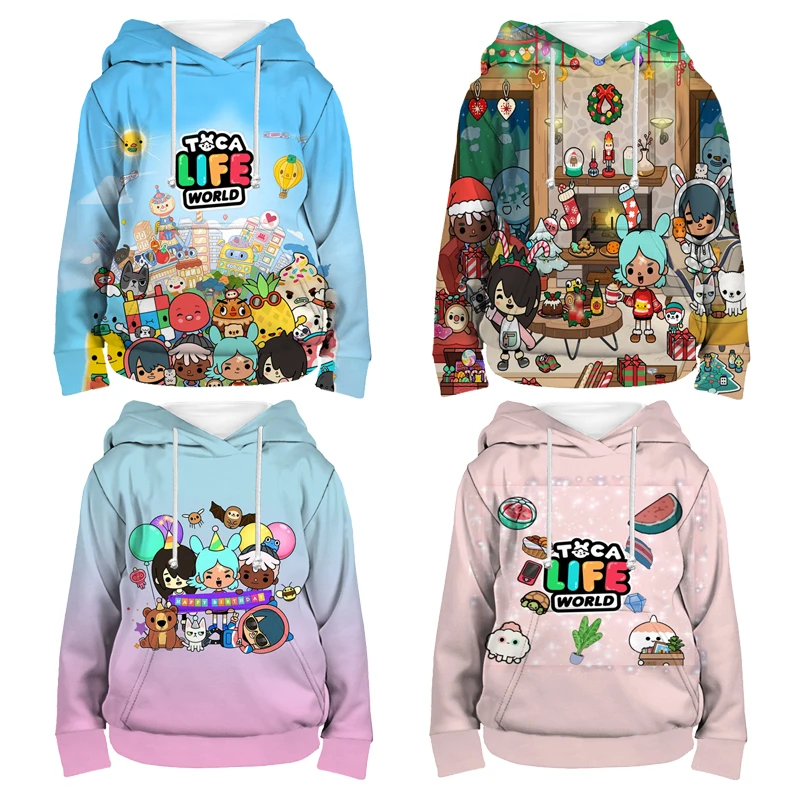

Children Toca Life World 3D Print Hoodies for Girls Boys Kids Anime Sweatshirts Toddler Cartoon Pullovers Tops Coats Sudadera